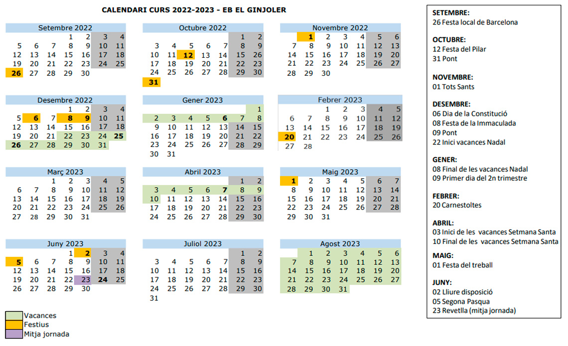 Calendari Escolar 8897